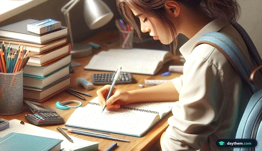 Học sinh đang tập trung ôn thi và học bài với tài liệu